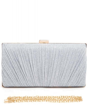 Metallic Pleated Bridal Party Box Clutch 034PP SILVER